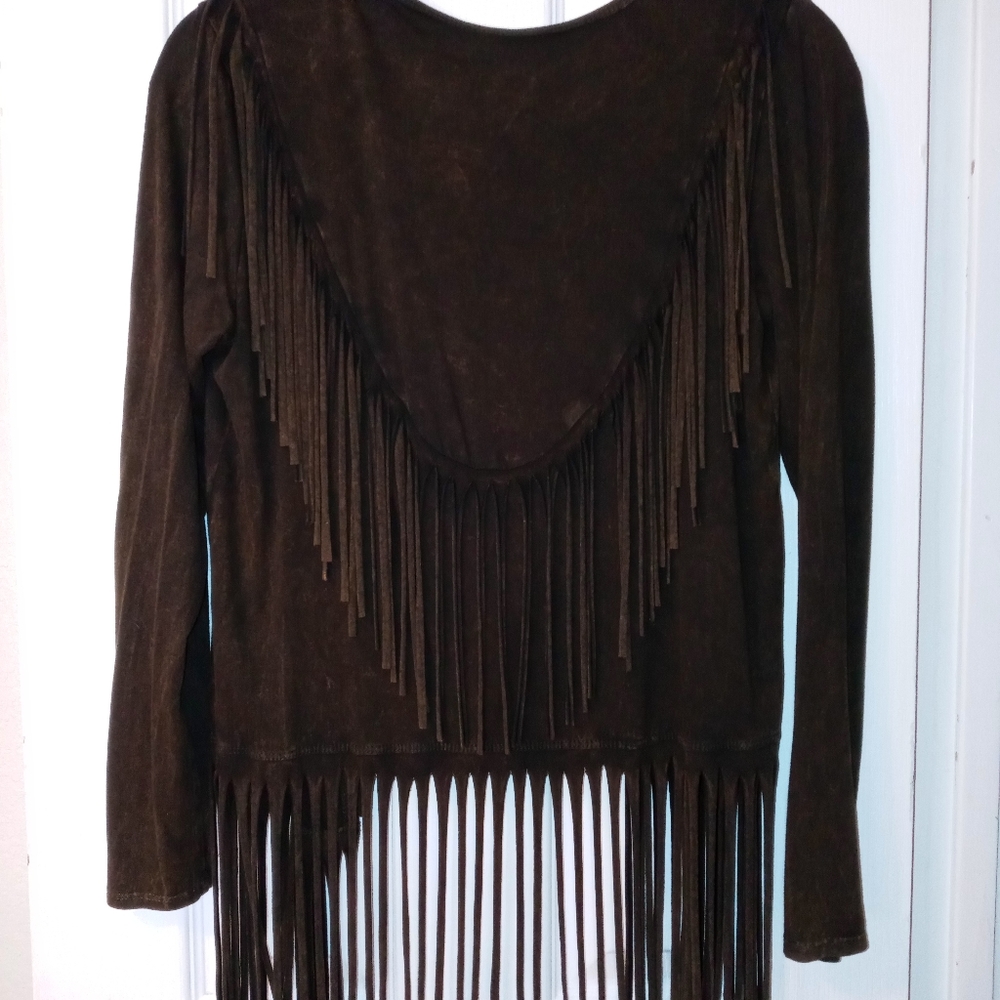 Fringe Long Sleeve Top - Small